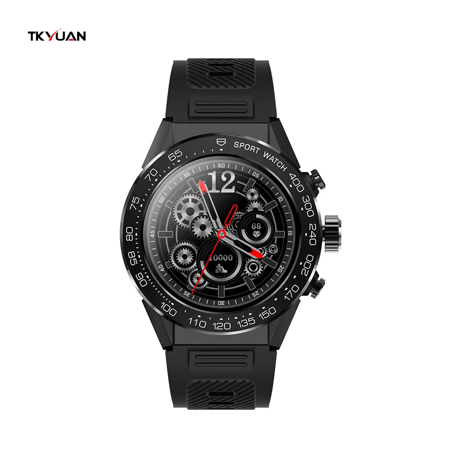 Tkyuan smartwatch esportivo ao ar livre, smartwatch v35 com tela redonda hd 1.32 polegadas, bluetooth, chamadas, toque música, mostrador múltiplo