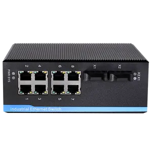 Saklar PoE Ethernet Terkelola 48V, 8 10/100/1000M RJ45 Port dan 2 Port Serat 48V