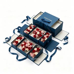 Boîte-cadeau personnalisée de luxe pour la Saint-Valentin avec logo FX, emballage artisanal, boîte-cadeau en forme de fleur personnalisée avec ruban - Product Image 3