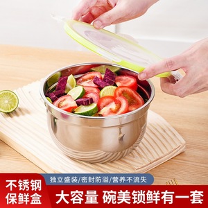 Round Stainless Steel Food Storage <b>Container</b> With Clip On Lid Airtight Leak Proof For Camping - Product Image 2