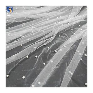 YX893-1 en ligne en gros 118 pouces 3D perles perles Tulle tissu mariée 100 Polyester blanc 3D maille tissu mariage Tulle - Product Image 5