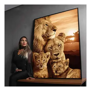 Home Decor HD print Wild Lion Tiger and Cub Posters Design Wall Art Pictures Mural Cuadros hanging Painting