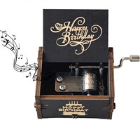 Boîte à musique Joyeux Anniversaire à manivelle, gravée au laser, en bois vintage, cadeaux pour enfants, filles, garçons, épouses