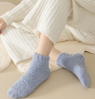 Bonbons couleur hiver corail polaire chaussettes cheville anti-dérapant pantoufles chaussettes confortables chaud sommeil chaussettes