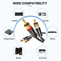 Câble audio AUX 3,5 mm vers double RCA, conducteurs en cuivre sans oxygène, connecteurs mâle-femelle, qualité audiophile