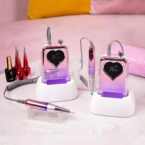 Furadeira elétrica para unhas, gradiente, roxo, 35000rpm, sem fio, portátil, máquina, lixa, recarregável, conjunto de manicure e pedicure