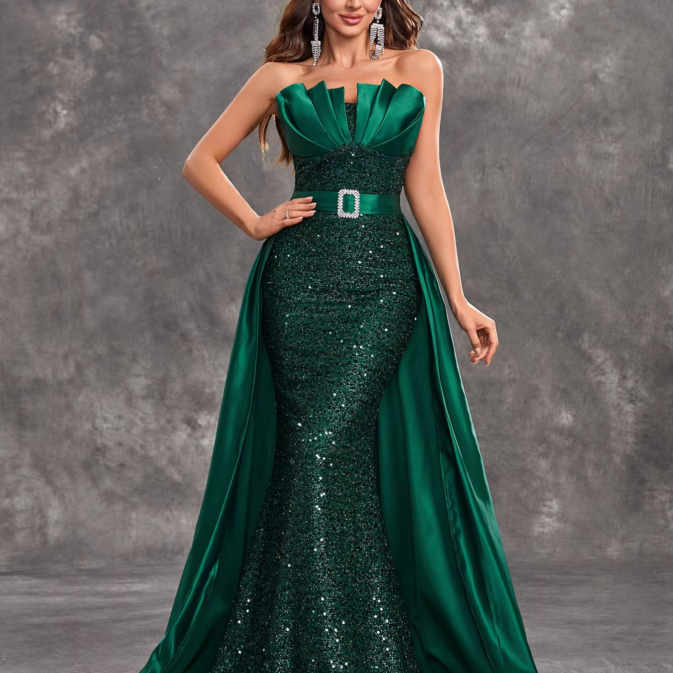 green emerald velvet dress Mermaid Emerald Green Prom Dress Long Prom Dresses P1063 – PreppyDress main image 0