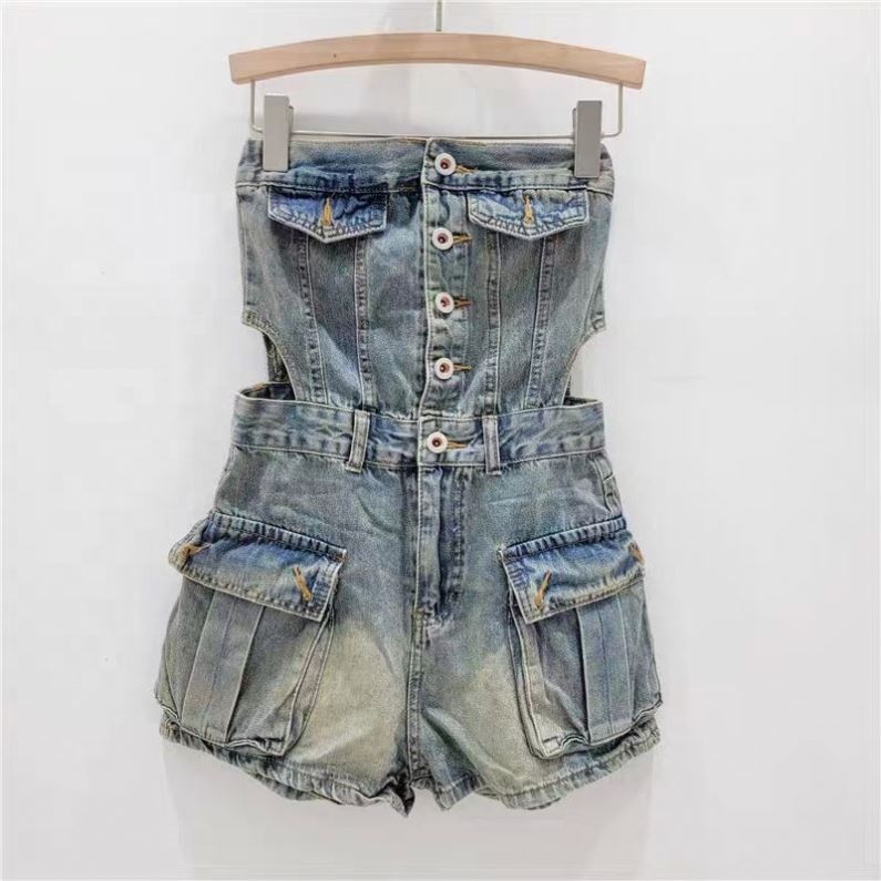 Jean Shorts Destroyed Denim Jumpsuit Sleeveless Denim Jumpsuit Xl Dresfit Jean Jumpsuit Women Sleeveless U Neck Denim  Overalls Summer 2026 Standard