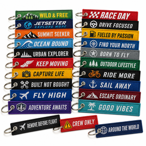 Creative Brand Merchandise Rectangular Woven Twill <b>Key</b> Chains Custom Logo Embroidered Keyring Promotional Souvenir Giveaway - Product Image 1