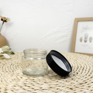 Tarro de vidrio transparente de alta calidad con diseño a prueba de niños con tapa CR negra - Product Image 1