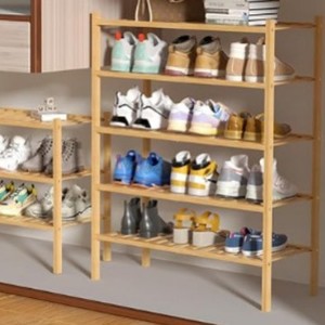 Solid Wood <b>Shoe</b> <b>Rack</b> 4 Tier Stackable Freestanding Minimalist Design Home <b>Storage</b> Organizer - Product Image 4