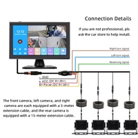 Sistema de Cámara Impermeable IP69K con Grabador de Pantalla Dividida AHD de 4 Canales y 10 Pulgadas, 1080P HD, para Camiones y Autobuses