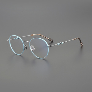 ヴィンテージ プラノ眼鏡 純チタン 軽量 フルリム 光学メガネフレーム ブルーライトカット 度付き眼鏡 - Product Image 3