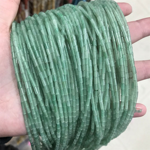 Perles cylindriques en aventurine <span class=keywords><strong>verte</strong></span> naturelle 2x4mm, petites perles en vrac, accessoires de bijoux en pierre naturelle pour la création de bijoux - Product Image 1