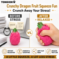 Mini Jouet Squishy Croustillant en Pâte à Modeler Fruit du Dragon TONGXIN, Jouets Squishies, Jouets à Presser, Jouets Sensoriels, Squishy de Bureau Anti-stress