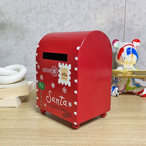 <strong>Christmas</strong> Decorative Mailbox Metal Santa North Pole Express <strong>Postbox</strong> for Indoor Outdoor Party Decor - Product Image 5