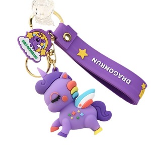 Woman Girls Gift <b>Charm</b> Pendant Decor Kawaii Unicorn Keychain Unicorn Horse Keychain 3D Rubber Key Chains PVC <b>Keyring</b> - Product Image 4