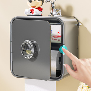 Wall Mounted Tissue Box Waterproof Rectangular No Drill Toilet Paper <b>Holder</b> Bathroom Storage Organizer - Product Image 2
