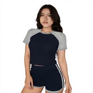 Women's Couple Loungewear Set Solid Color 100% Cotton Jersey Short Sleeve Top Elastic Waist Shorts Loose Breathable Eco-friendly - Product Image 2