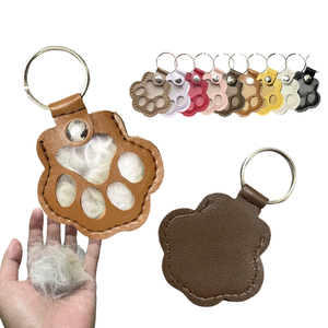 Pet Hair Memorial Light Keychain Eco-Friendly Durable PU Leather Keepsake Locket Cat Dog Fur Storage Pendant Handbag Hanging