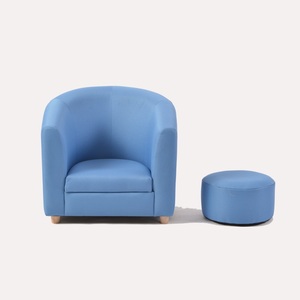 Sofá de PVC moderno de un solo asiento para bebé, mueble con respaldo redondo, silla para bañera infantil con taburete para dormitorio y sala de estar - Product Image 2