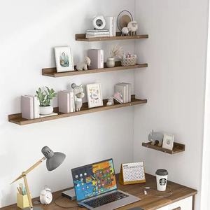 رفوف خشبية ريفية بسيطة مثبتة على الحائط لغرفة النوم والحمام وغرفة المعيشة والمطبخ وخزانة الملابس بتقنية النحت - Product Image 3