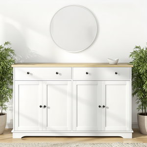<span class=keywords><strong>Buffet</strong></span> moderne avec rangements, étagères réglables, 4 tiroirs et 4 portes pour salon et cuisine - Product Image 1