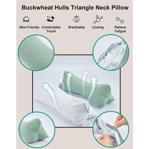 Almohada cervical de soporte firme para alivio del dolor, cojín de trigo sarraceno para la oficina, pausa para el almuerzo, azul, 15 pulgadas, lavable, cómoda almohada enrollable para el cuello - Product Image 3