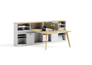 Modern Wooden Computer Office <b>Desk</b> with Partition for 2-8 Persons White Ash MDF Commercial <b>Workstation</b> - Product Image 5