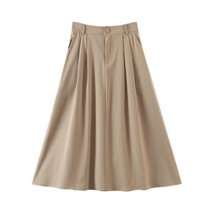 กระโปรงทรงเอหรูหราสำหรับผู้หญิง สีพื้น ใส่ทำงานได้ ไซส์พลัส เอวธรรมชาติ ผ้าโพลีเอสเตอร์ N8294 - Product Image 1