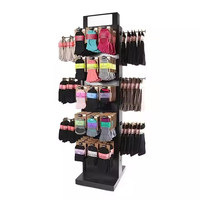 Présentoir à chaussettes pliable en métal personnalisé avec étagère de supermarché et crochets rotatifs pour une organisation pratique