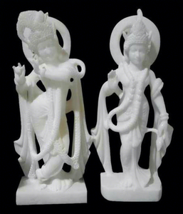 Estatuas Religiosas de Radha Krishna en Mármol Blanco Pulido para Decoración del Hogar - Product Image 1