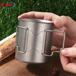 钛咖啡杯带盖折叠手柄野营徒步旅行背包户外登山 - Product Image 3