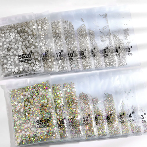 1440 Piezas/bolsa AB/Transparente, Mini Diamantes Redondos para Uñas SS3-SS16 (1.3-4mm), Cristales de Vidrio Planos sin Fijación en Caliente, Cristal Transparente AB para Manicura - Product Image 1