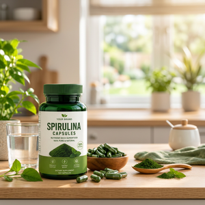 Cápsulas de Espirulina Verde Natural, Alga Pura, Superalimento, Rico en Nutrientes, Vegano, a Base de Plantas, Suplemento Dietético, Fórmula para el Bienestar - Product Image 1