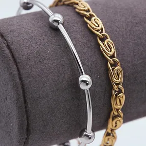 Vintage Paperclip Thick Chain Bracelet For Women Adjustable 18K Gold Plated Chain For Women In Stainless Steel