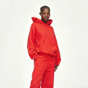 Heavyweight pullover hoodie oversized loose-fitting drop-shoulder <b>streetwear</b> unisex puff print cobweb clothing manufacturers - Product Image 3