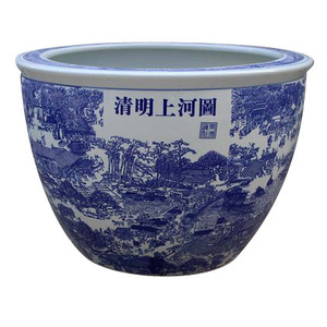 Grande vaso <span class=keywords><strong>di</strong></span> fiori in ceramica per esterni in stile <span class=keywords><strong>palazzo</strong></span> cinese tradizionale blu bianco fioriera da giardino per uso domestico - Product Image 3