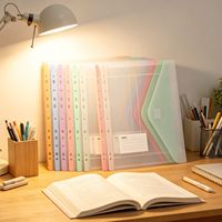 Carpetas Transparentes Coloridas A4, Carpeta Perforada con Cinta Adhesiva Mágica, Organizador de Documentos