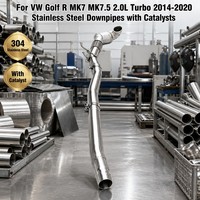 Tuyaux d'échappement à haut débit en acier inoxydable Boska avec catalyseurs pour VW GOLF R 7/7.5 MK7/MK7.5 2.0T 2014-2020, bouclier thermique