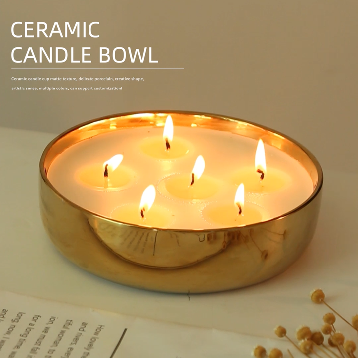 Custom Wholesale Gold Luxury Ceramic Candle Jars Christmas Gift Home