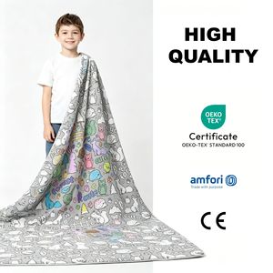 Couverture à colorier pour enfants XMW DIY Ocean Animal, couverture en polaire lavable à personnaliser avec des marqueurs textiles, cadeau artistique éducatif - Product Image 4