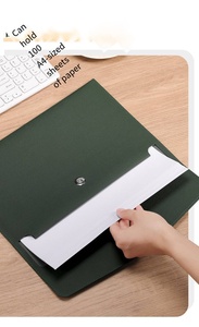 Sac de fichiers en cuir PU pour affaires grande capacité Portable A4 dossier de stockage Bill enveloppe portefeuille Document organisateur sac - Product Image 4