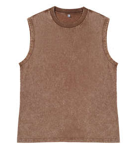 Vendita calda t-Shirt da <span class=keywords><strong>uomo</strong></span> senza maniche con serigrafia personalizzata t-Shirt Vintage cotone 100% di alta qualità - Product Image 4