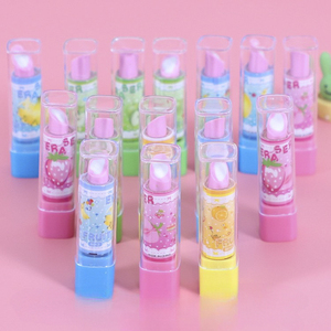 Gomme à effacer créative et réaliste en forme de rouge à lèvres, gomme à effacer en forme de fruits de dessin animé, fournitures scolaires pour étudiants, petit prix mignon - Product Image 1