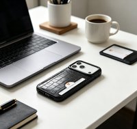 Étui de téléphone en cuir PU texture croco de luxe pour iPhone 18/17/16/15 Pro Max, protection intégrale à 360° avec porte-cartes intégré