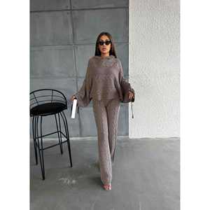 Sporty and Casual Hooded <b>Knit</b> <b>Set</b> 1509 Printed Striped Pattern Loose Fit Ankle-Length for Summer Autumn Winter - Product Image 4