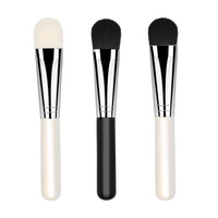 Pinceau de maquillage de brosse de fond de teint de masque de poignée blanche de voyage portatif, pinceau de maquillage liquide de crème de poils synthétiques végétaliens