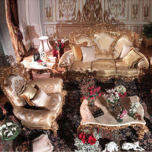 欧式全实木雕花沙发 欧式意式别墅家具丝绸布艺传统客厅套装 - Product Image 2