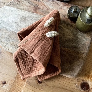 Grandes serviettes en gaze <span class=keywords><strong>de</strong></span> coton ultra douces pour dîner, serviettes <span class=keywords><strong>de</strong></span> <span class=keywords><strong>table</strong></span> en <span class=keywords><strong>tissu</strong></span> mousseline, torchon en terre cuite - Product Image 4